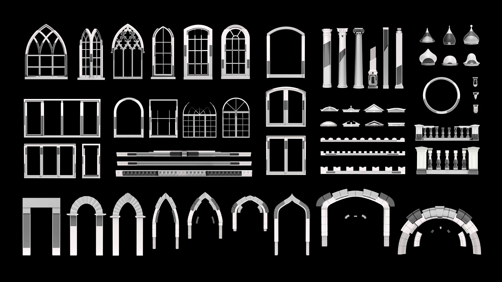 Video Mapping Toolkit - white facade decorative elements video