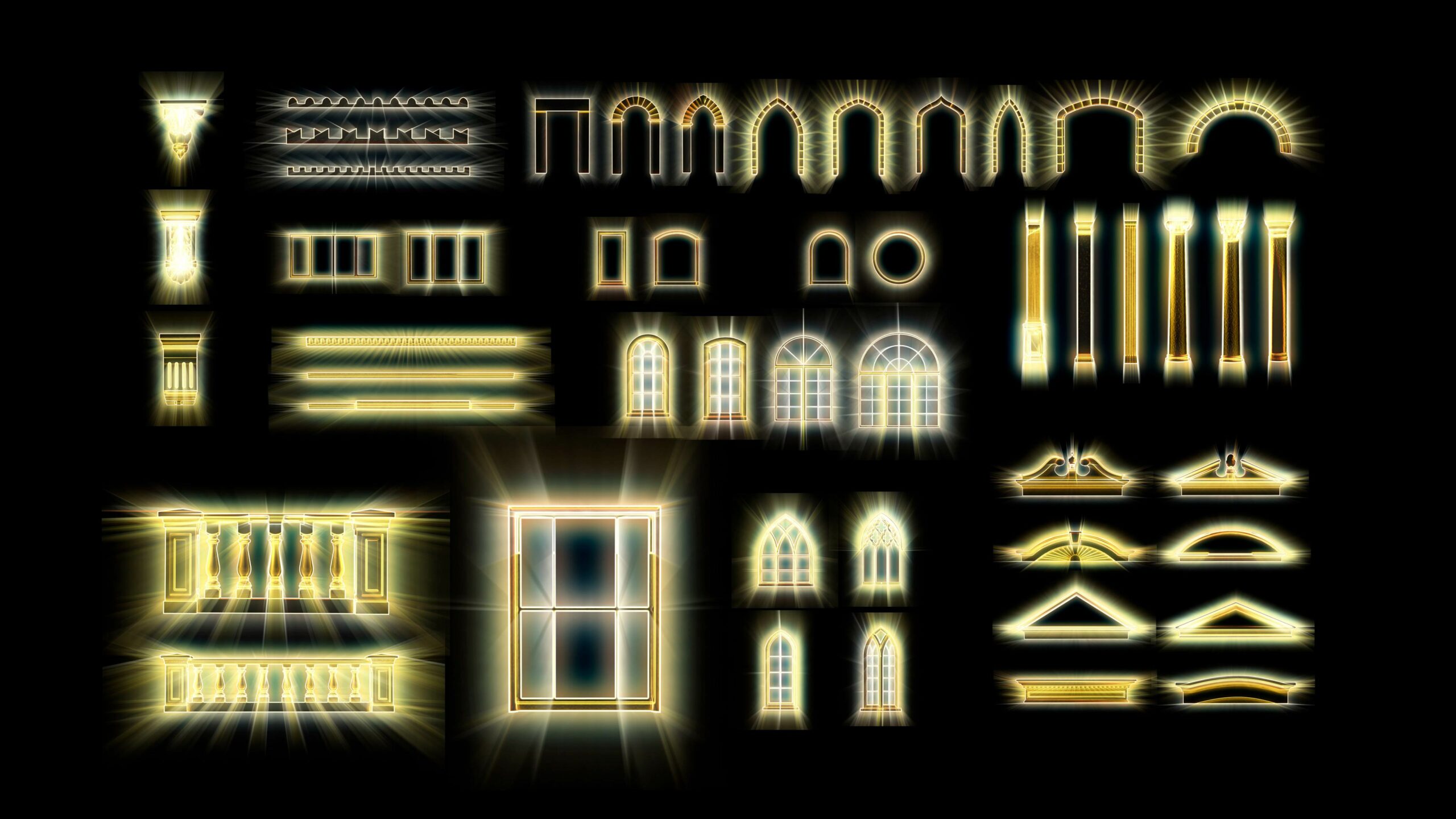 yellow light rays video mapping toolkits for projection mapping