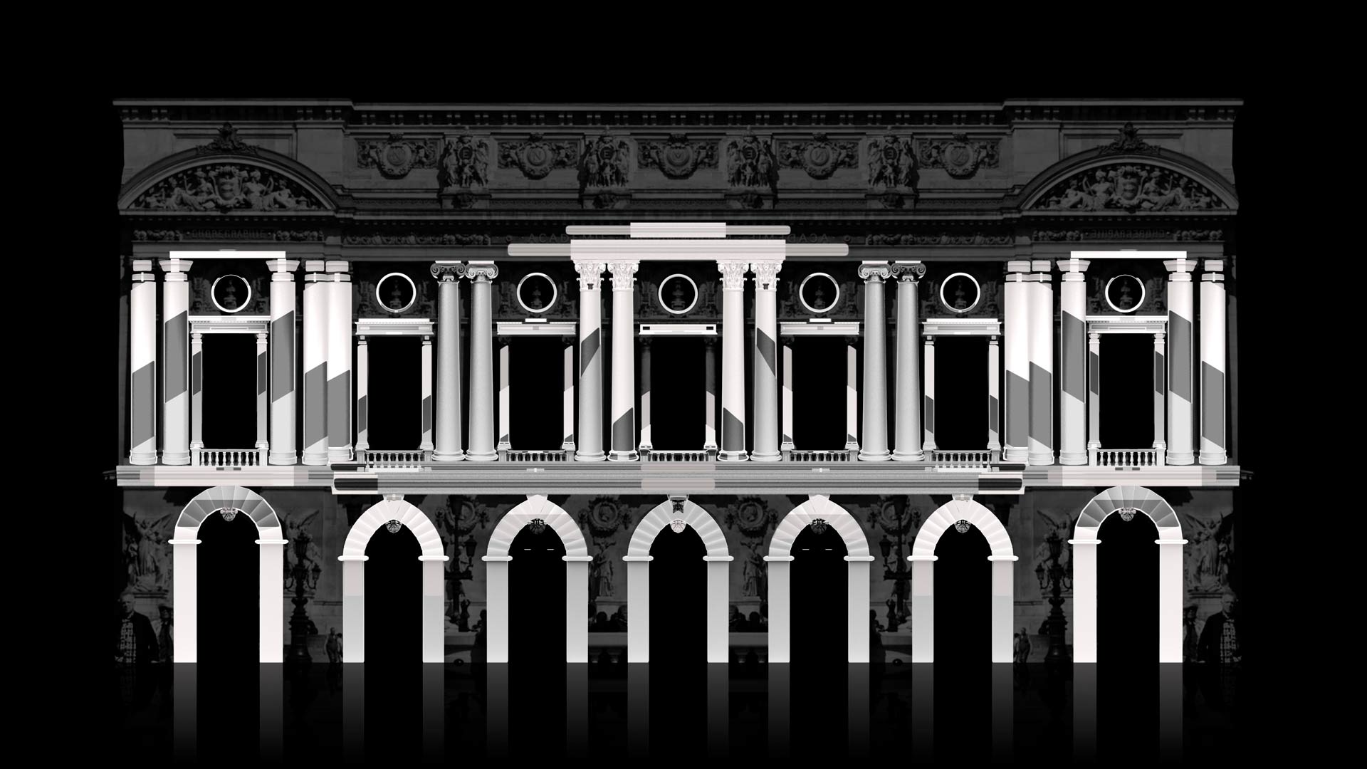 Video Mapping Toolkit - white facade decorative elements video