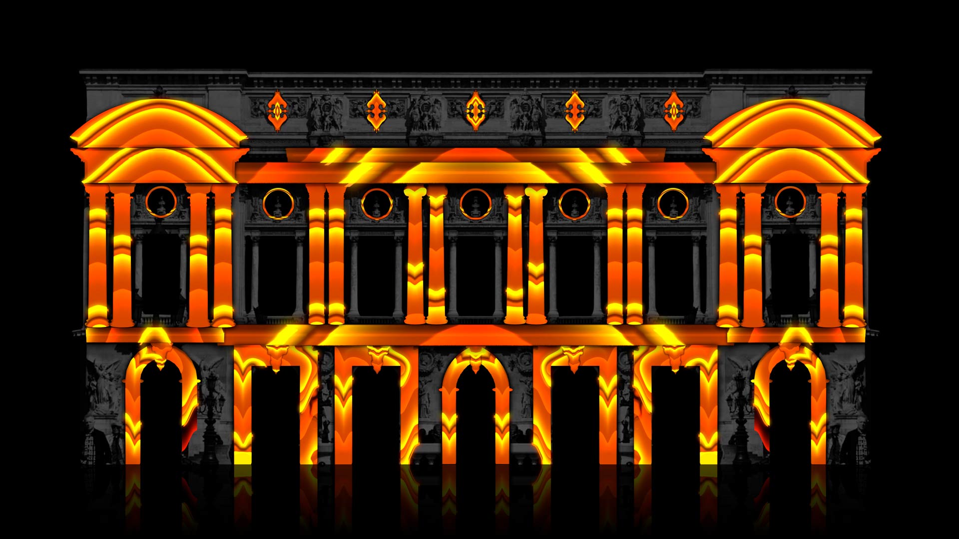 3D Video Mapping Toolkit projection with gold textures