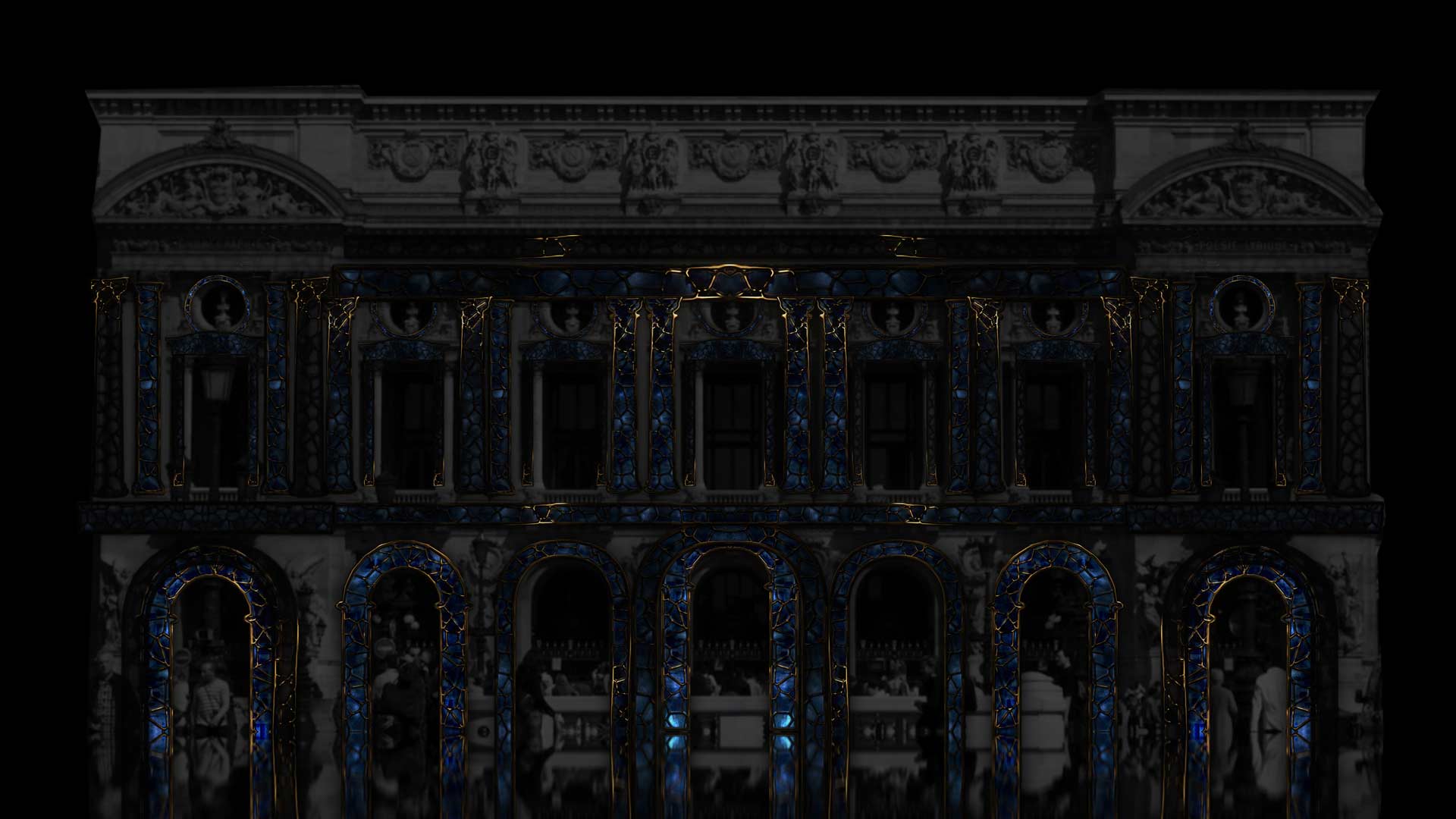 blue sapphire in gold texture - video mapping toolkit